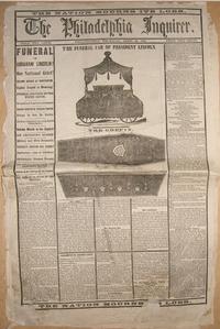 The front page of the Philadelphia Inquirer on April 20, 1864, highlighting President Abraham Lincoln's funeral